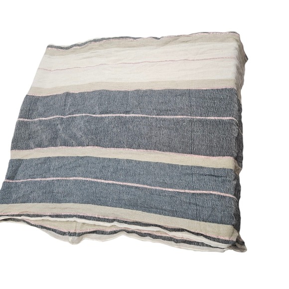 LOFT Striped Infinity Scarf Lightweight Sheer Gauzy Women's Pink Grey Cream - Picture 6 of 11